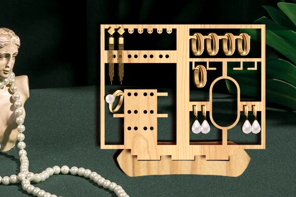 Jewelry Organizer Laser Cut Svg preview showing laser-cut design with silhouette