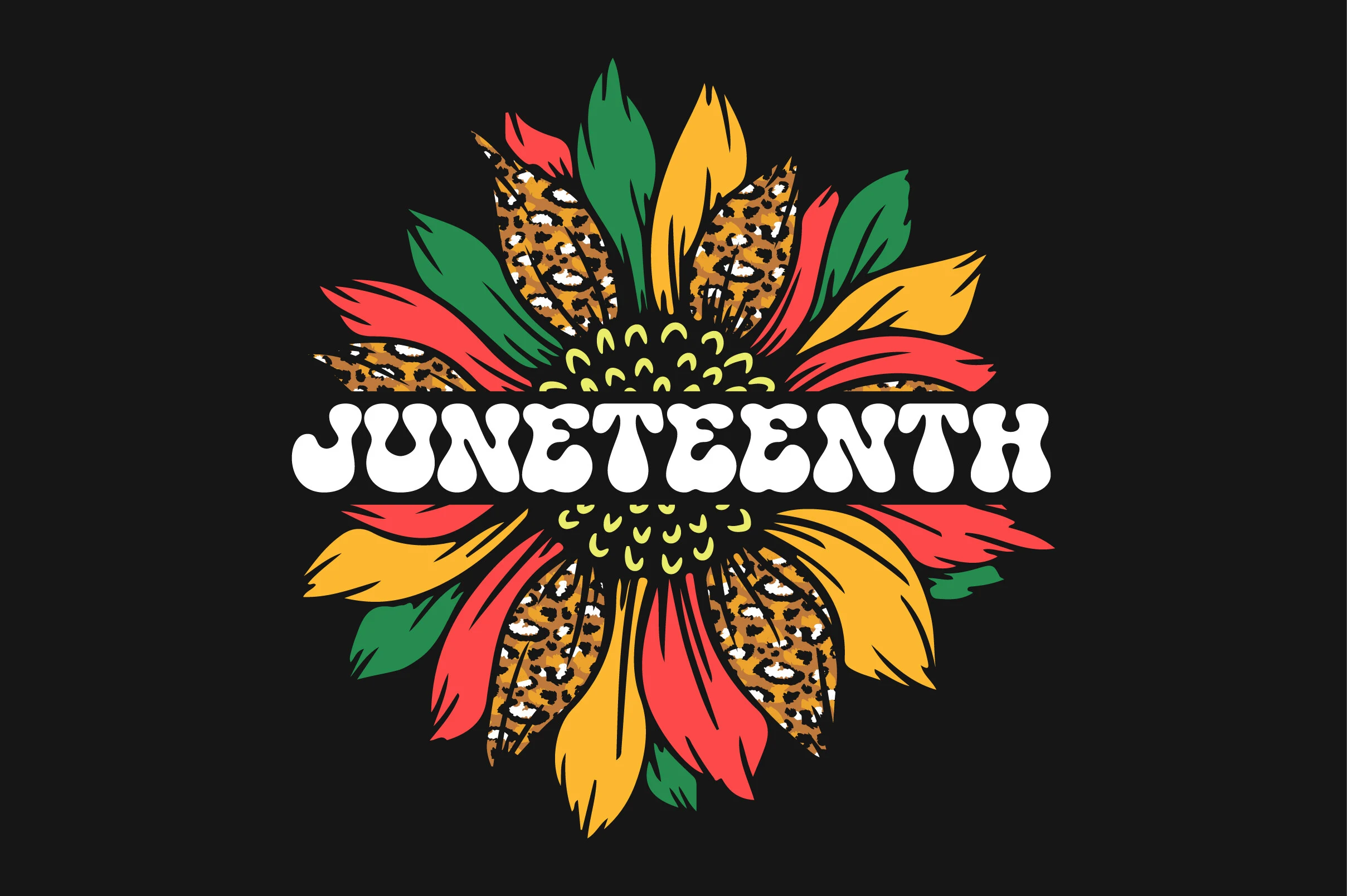 Juneteenth Sunflower SVG Sublimation featuring sunflower and leopard print pattern