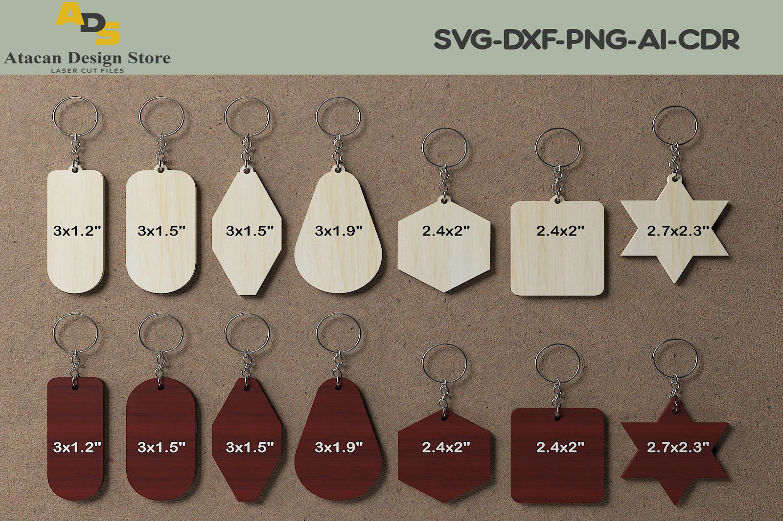 Keyrings Laser Cut Keychains Bundle 255 featuring keychains and wooden pendants