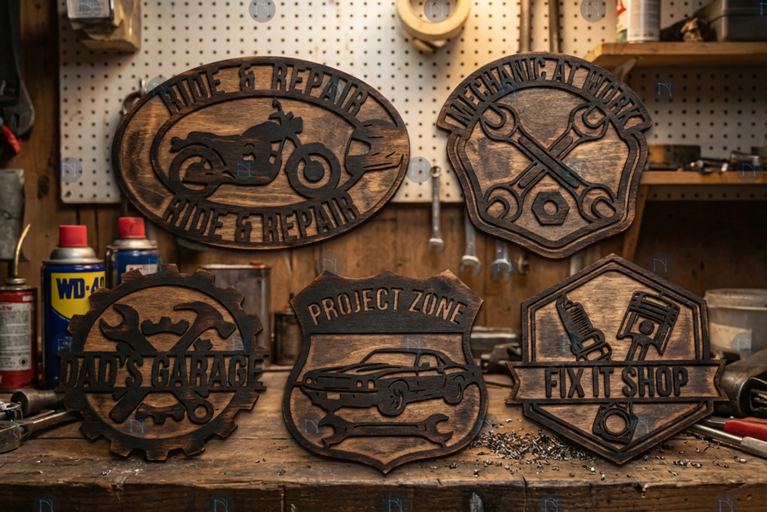 Laser Cut Garage Signs SVG Bundle laser-cut design preview