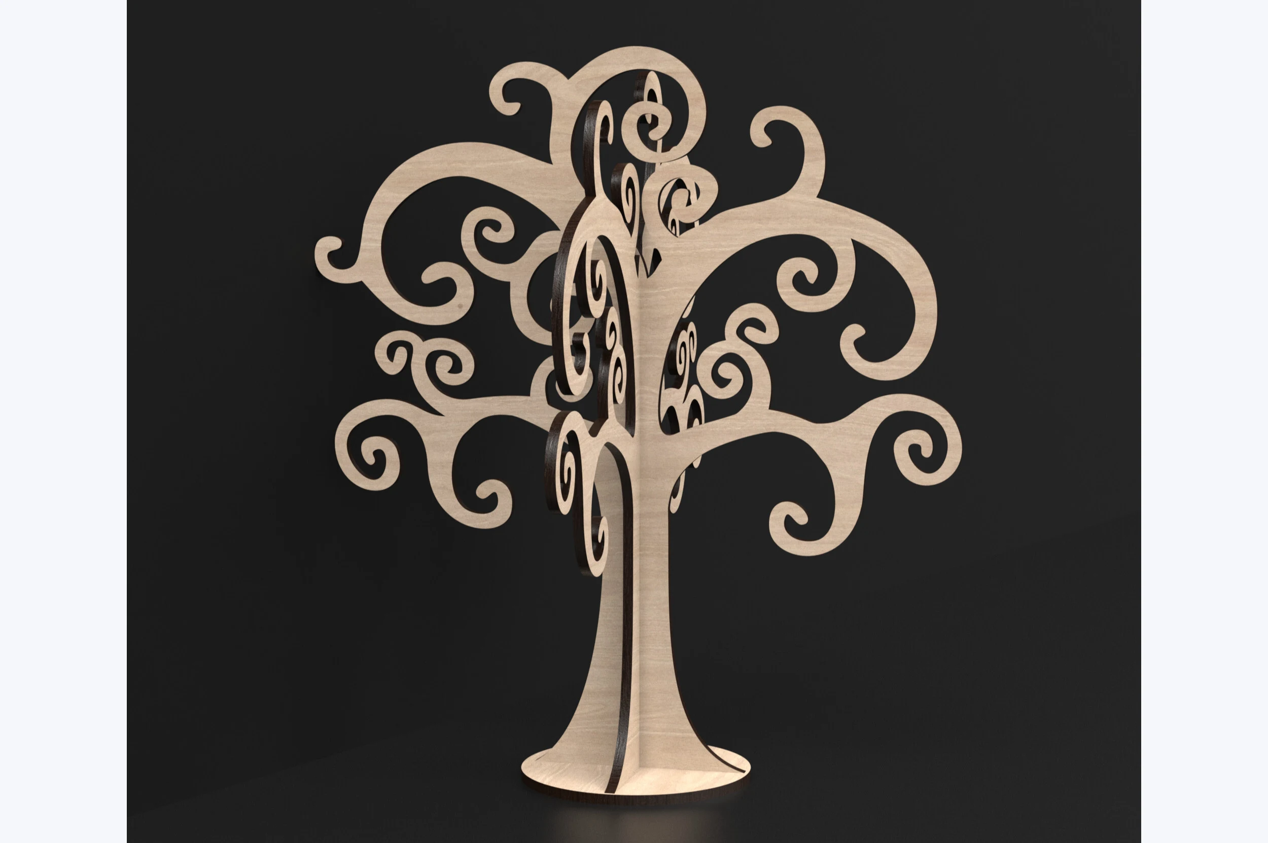 Laser Cut Jewellery Tree Svg Files preview showing laser-cut design with silhouette