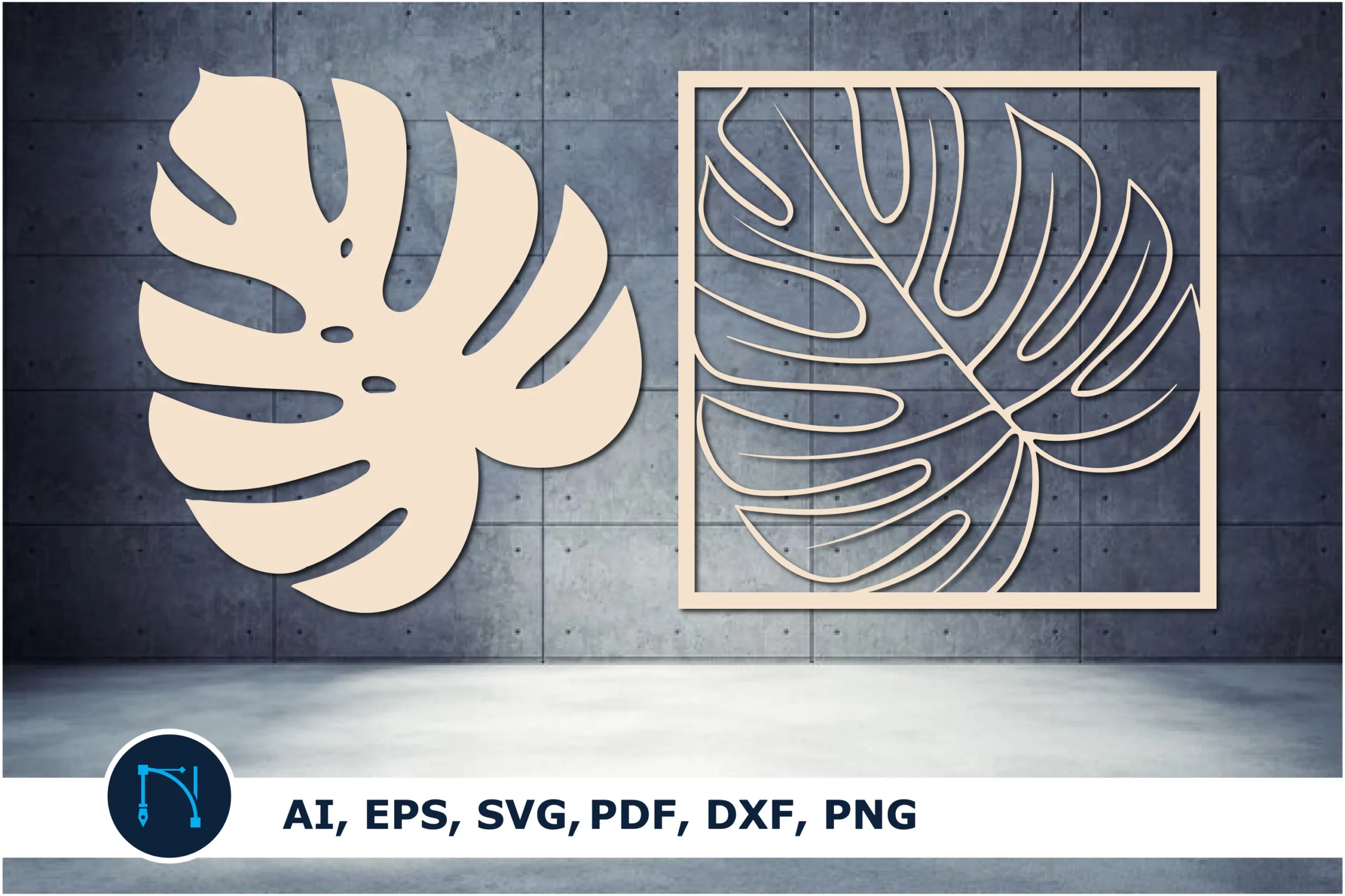 Laser Cut Monstera Leaf Home Decor SVG featuring monstera leaf and split leaf