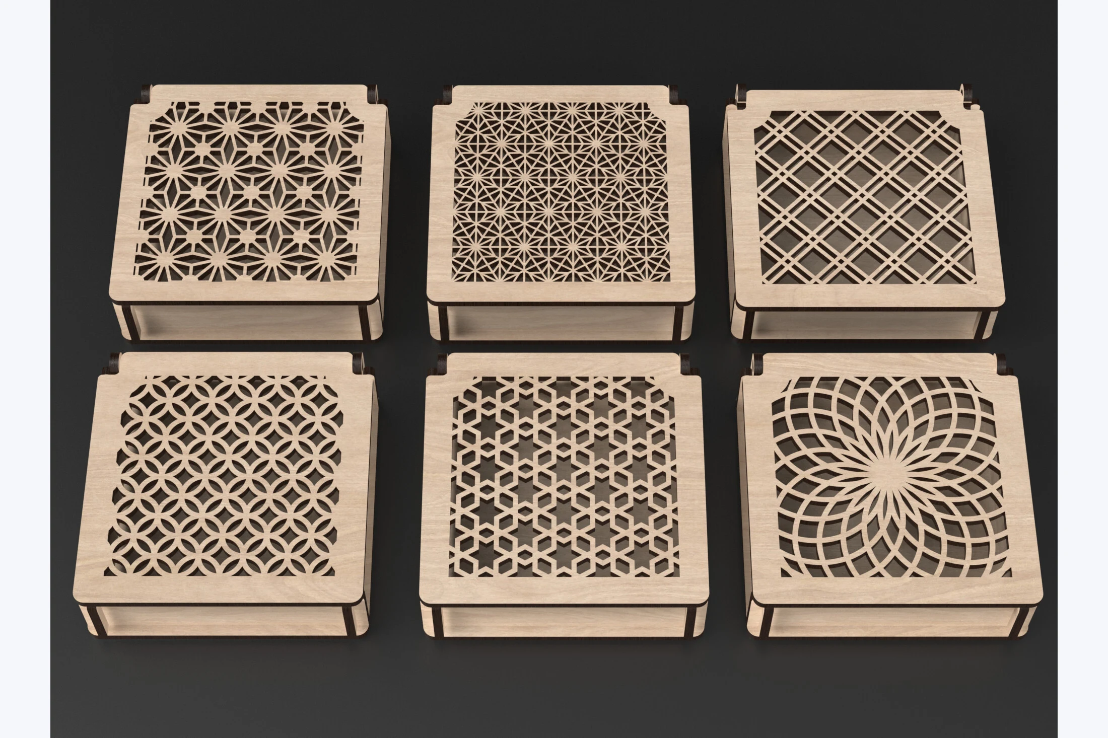 Laser Cut Small Jewellery Boxes Svg File preview showing laser-cut design with silhouette