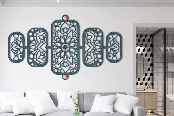 Laser Cut Wall Art Mandala Panel Svg featuring mandala and ornament