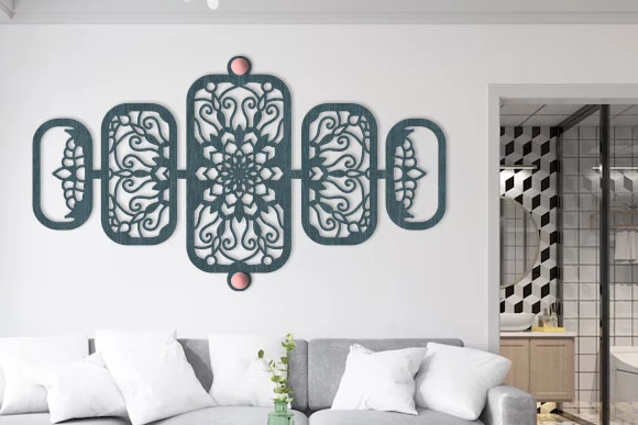 Laser Cut Wall Art Mandala Panel Svg featuring mandala and ornamental panel