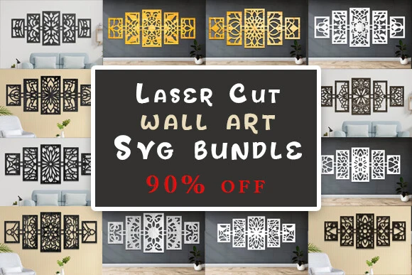 Laser Cut Wall Art Panel Bundle, featuring geometric mandalas and ornamental wall panels