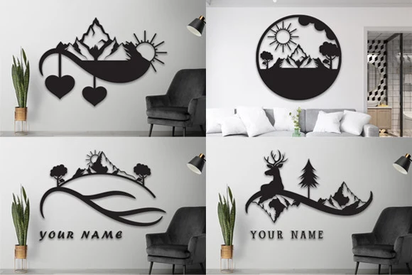 Laser Cut Wall Art Svg Bundle preview showing laser-cut design with silhouette