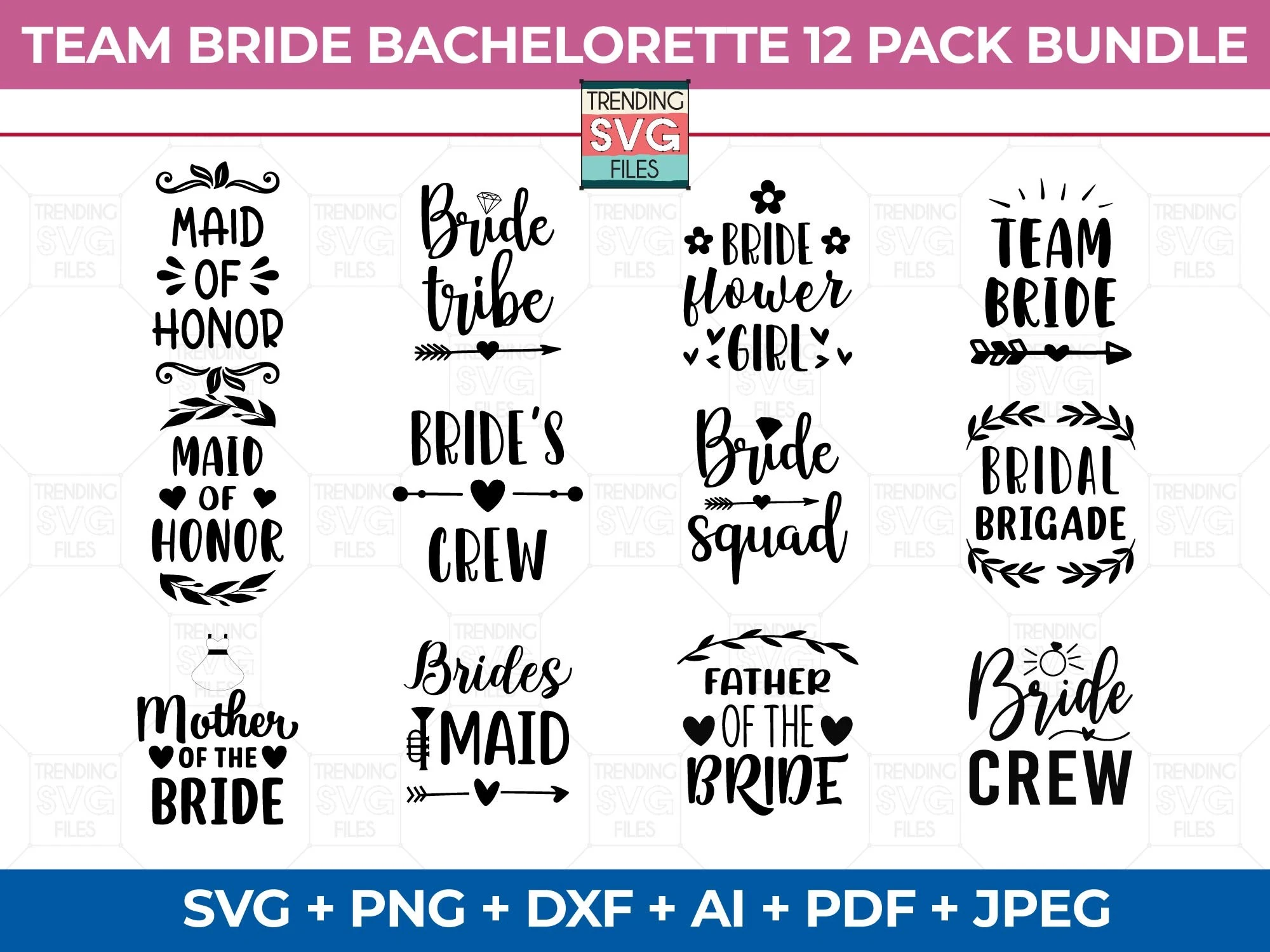 Maid of Honor Bachelorette Svg Bundle preview showing SVG design with silhouette