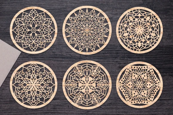 Mandala Coasters Laser Cut Svg featuring mandala and geometric shapes