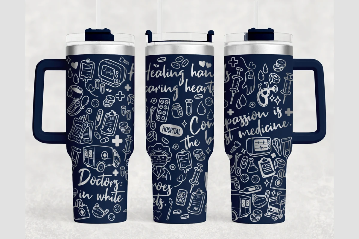 Medical 40oz Laser Tumbler Wrap SVG sublimation design preview