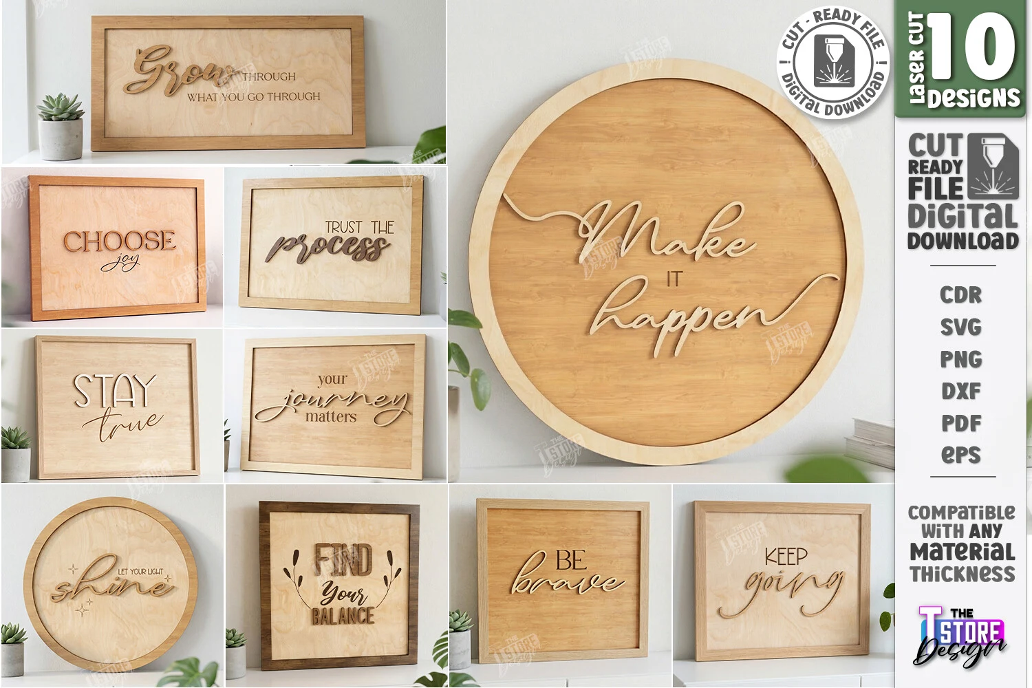Motivational Wall Signs Laser Cut Bundle laser-cut design preview