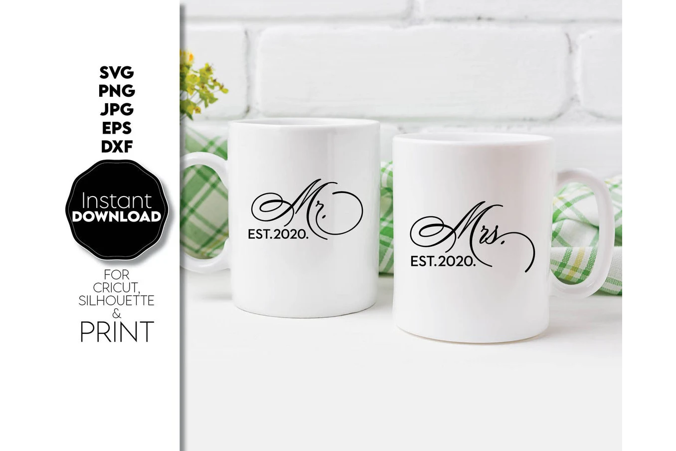 Mr and Mrs Est 2020 Wedding Sign Gift featuring Mr. monogram and Mrs. monogram