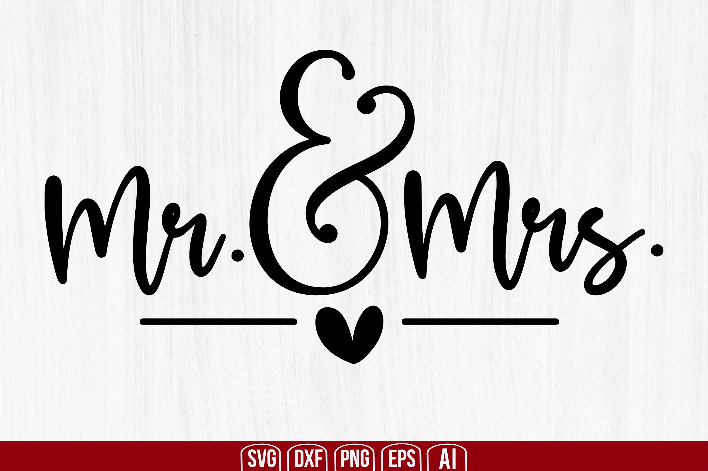 Mr and Mrs Svg preview showing SVG design with silhouette