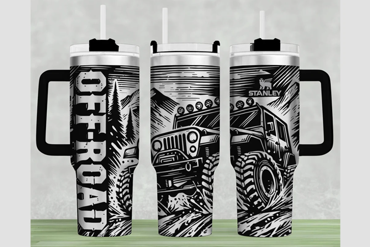 Off Road Stanley 40oz Laser Wrap SVG preview showing sublimation design with composition