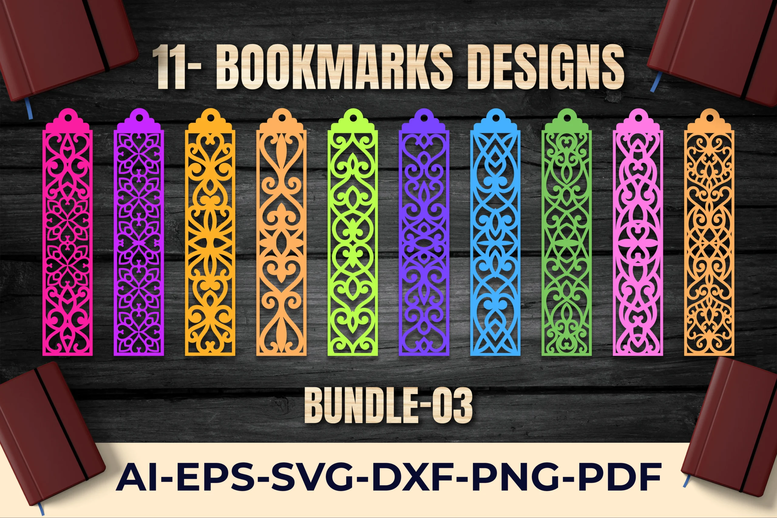 Ornaments Bookmark Laser Cut Bundle featuring bookmarks and ornamental panels