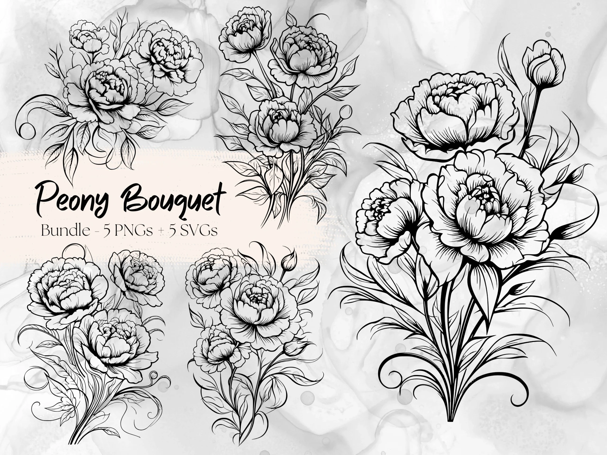 Peony Bouquet Bundle featuring peony flowers and flower buds