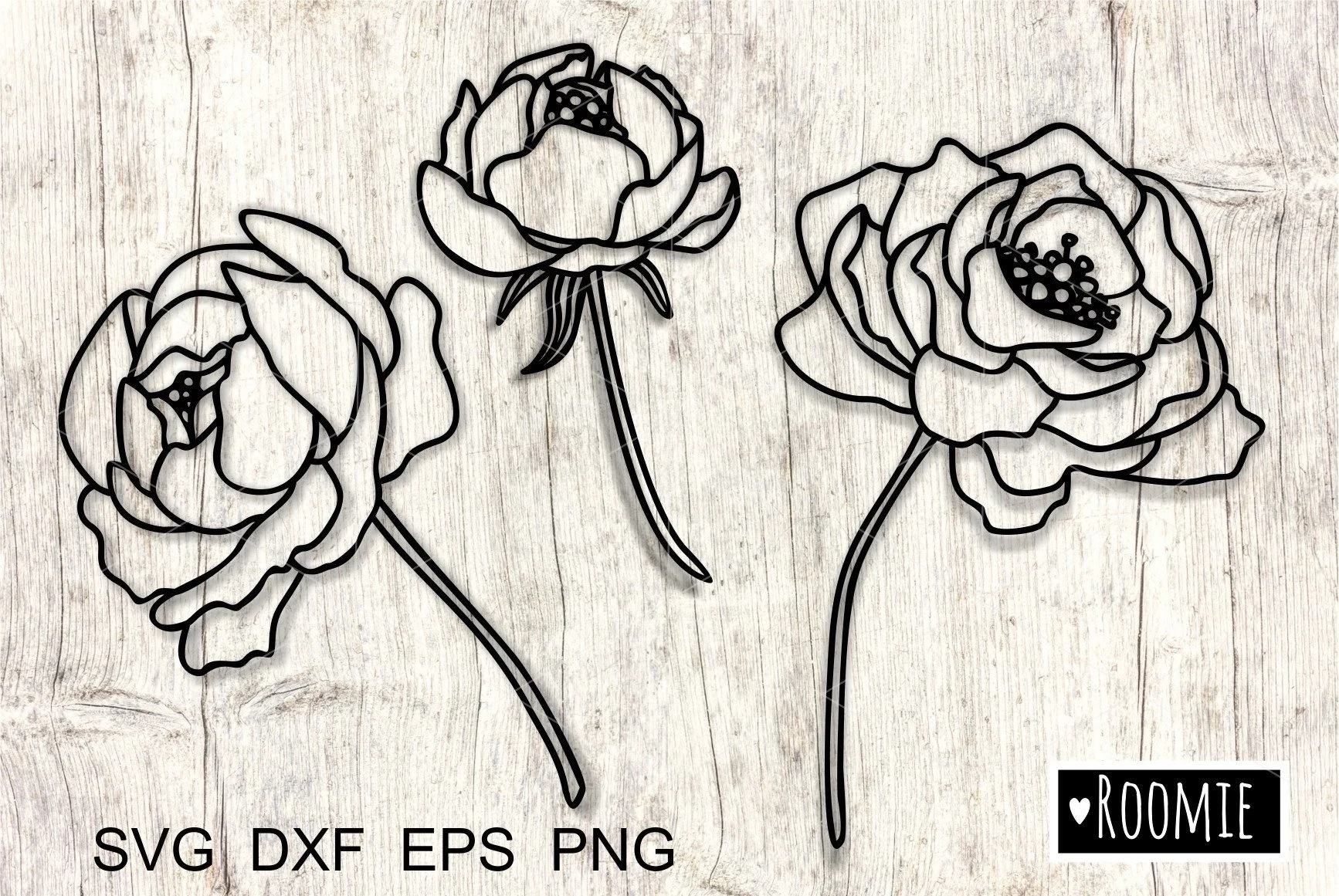 Peony Svg, Floral Cut File, Wedding SVG design preview