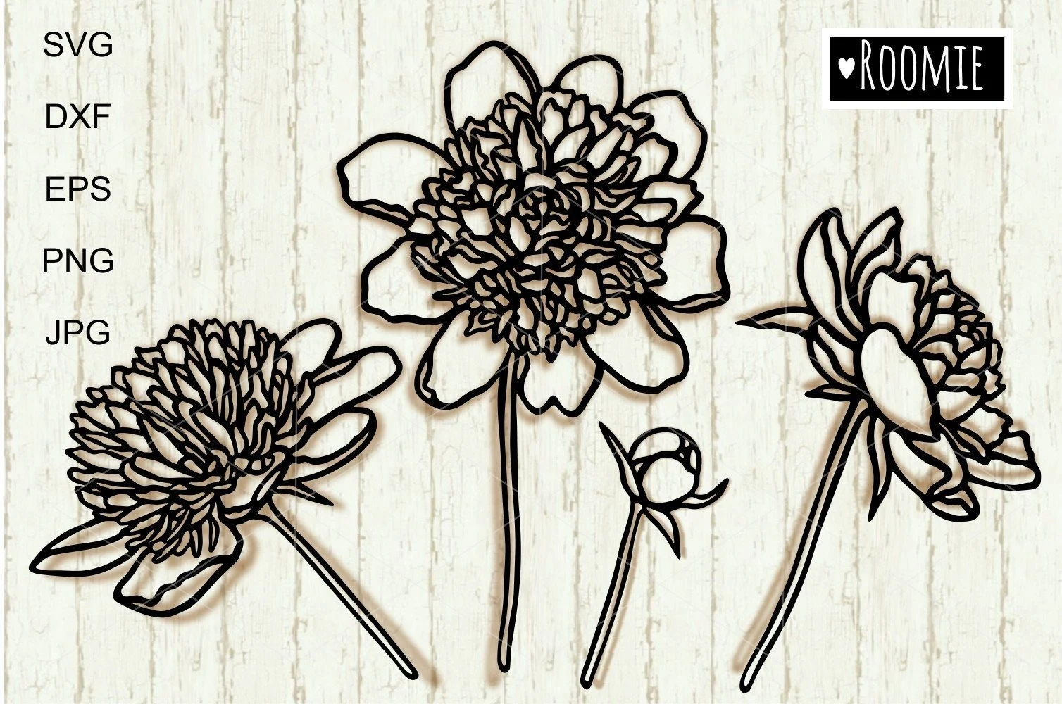 Peony Svg, Wedding Floral Cut File SVG design preview