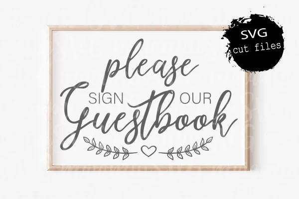 Please Sign Our Guestbook Svg preview showing SVG design with silhouette