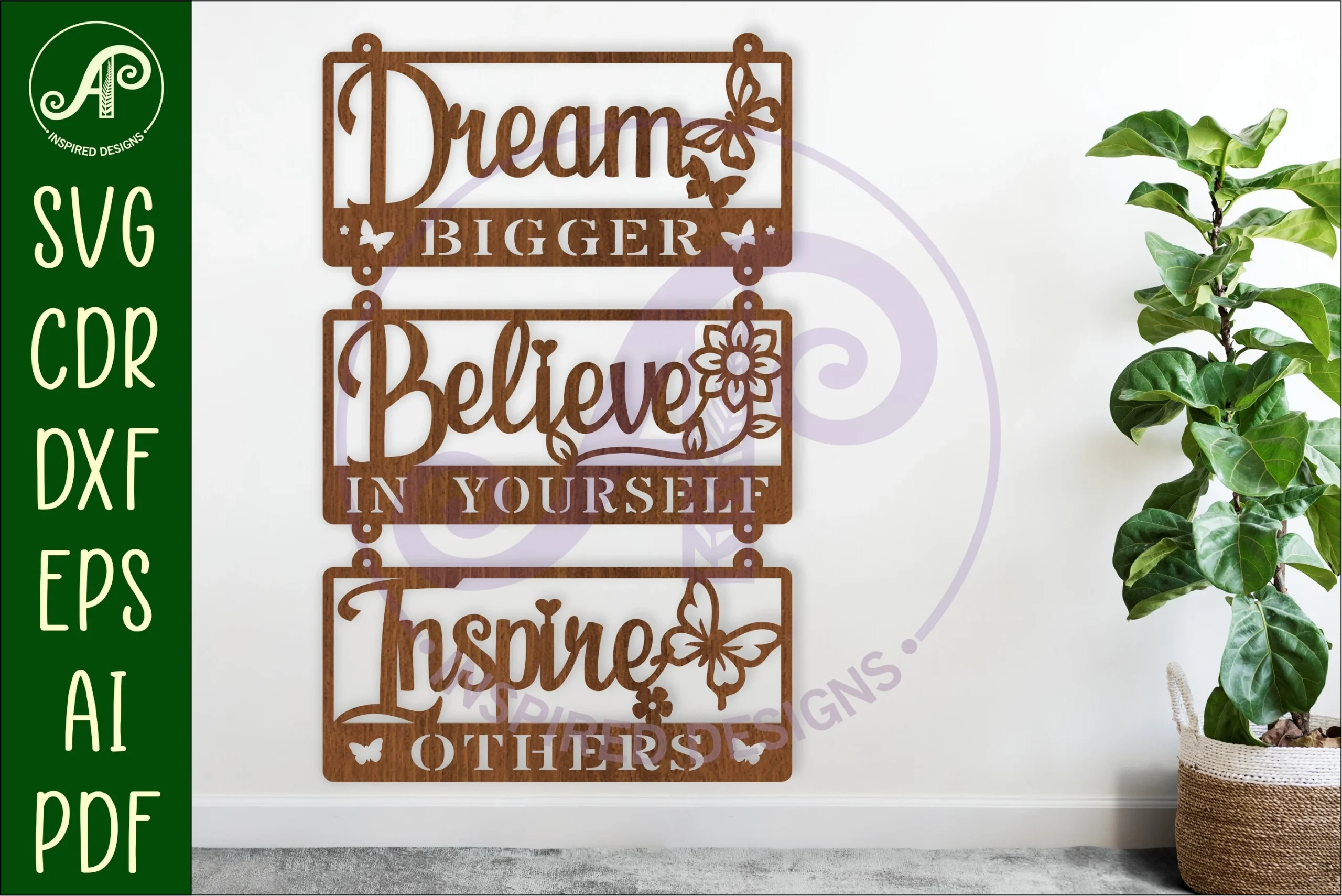 Positive Words Wall Signs Laser Cut preview showing laser-cut design with silhouette