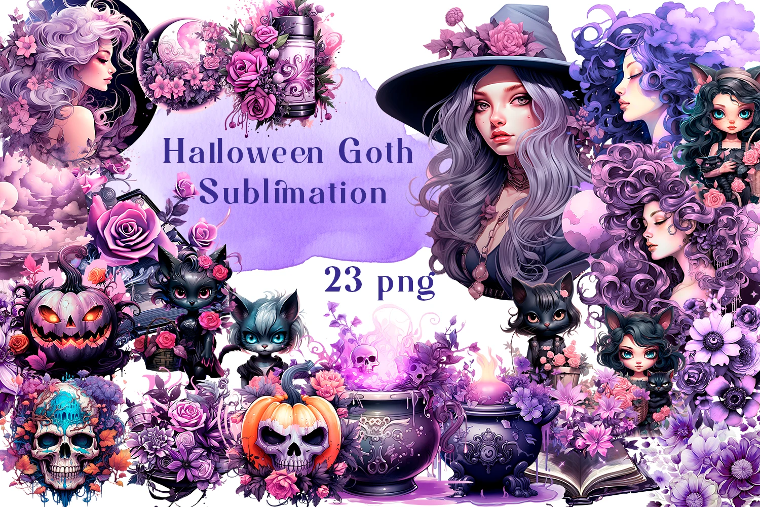 Purple Magic Halloween Witch Clipart clipart design preview
