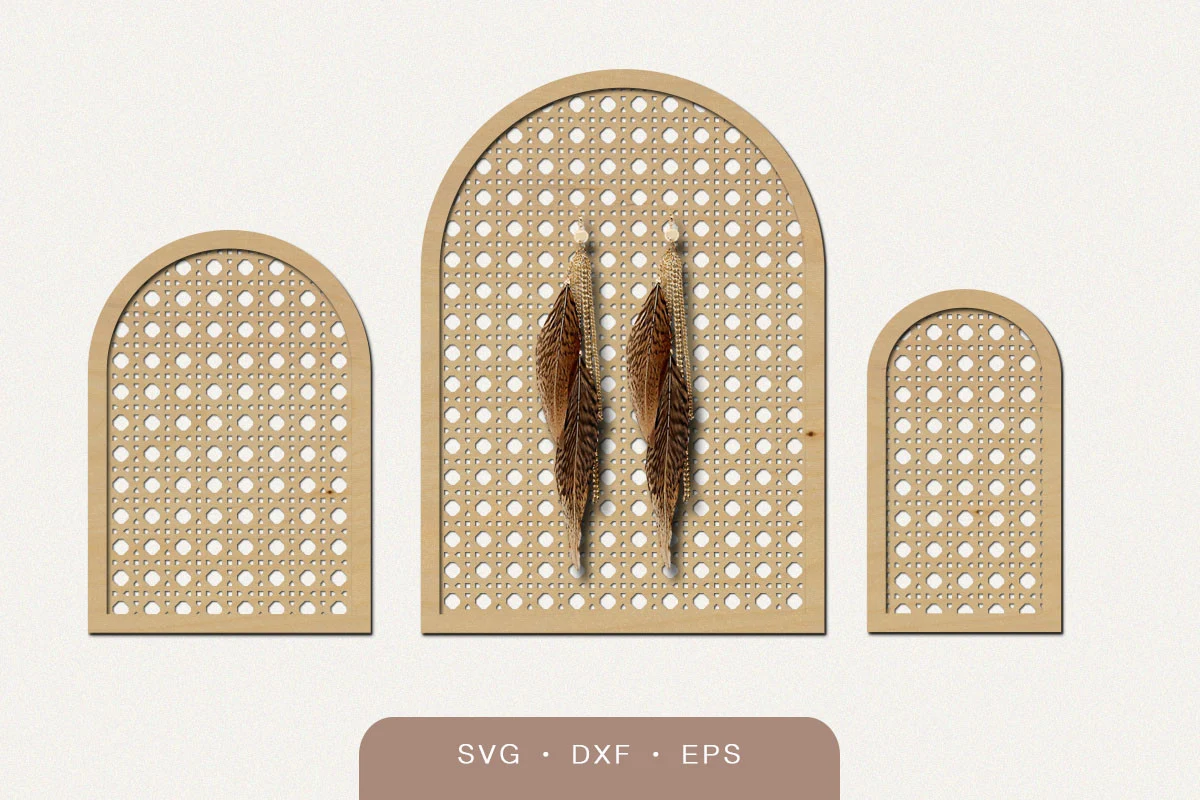 Rattan Arches preview showing laser-cut design with silhouette