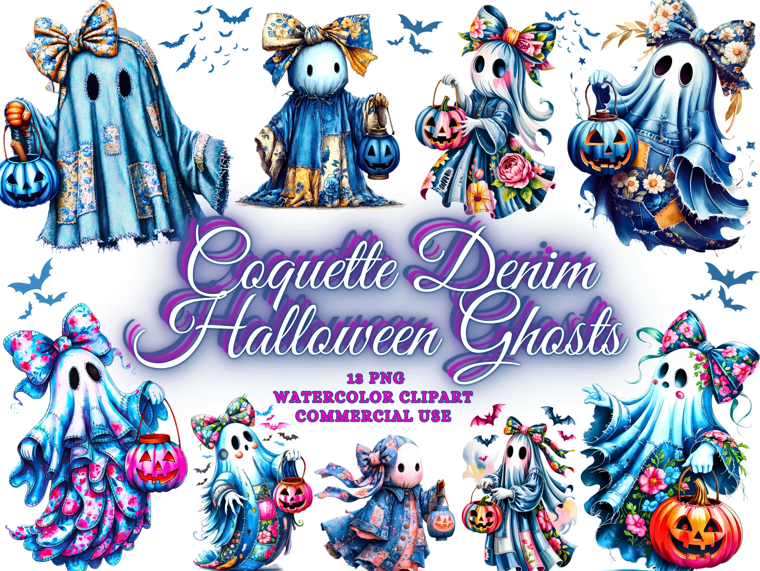 Retro Halloween Ghost Clipart Ghost Png featuring ghosts and jack-o'-lanterns