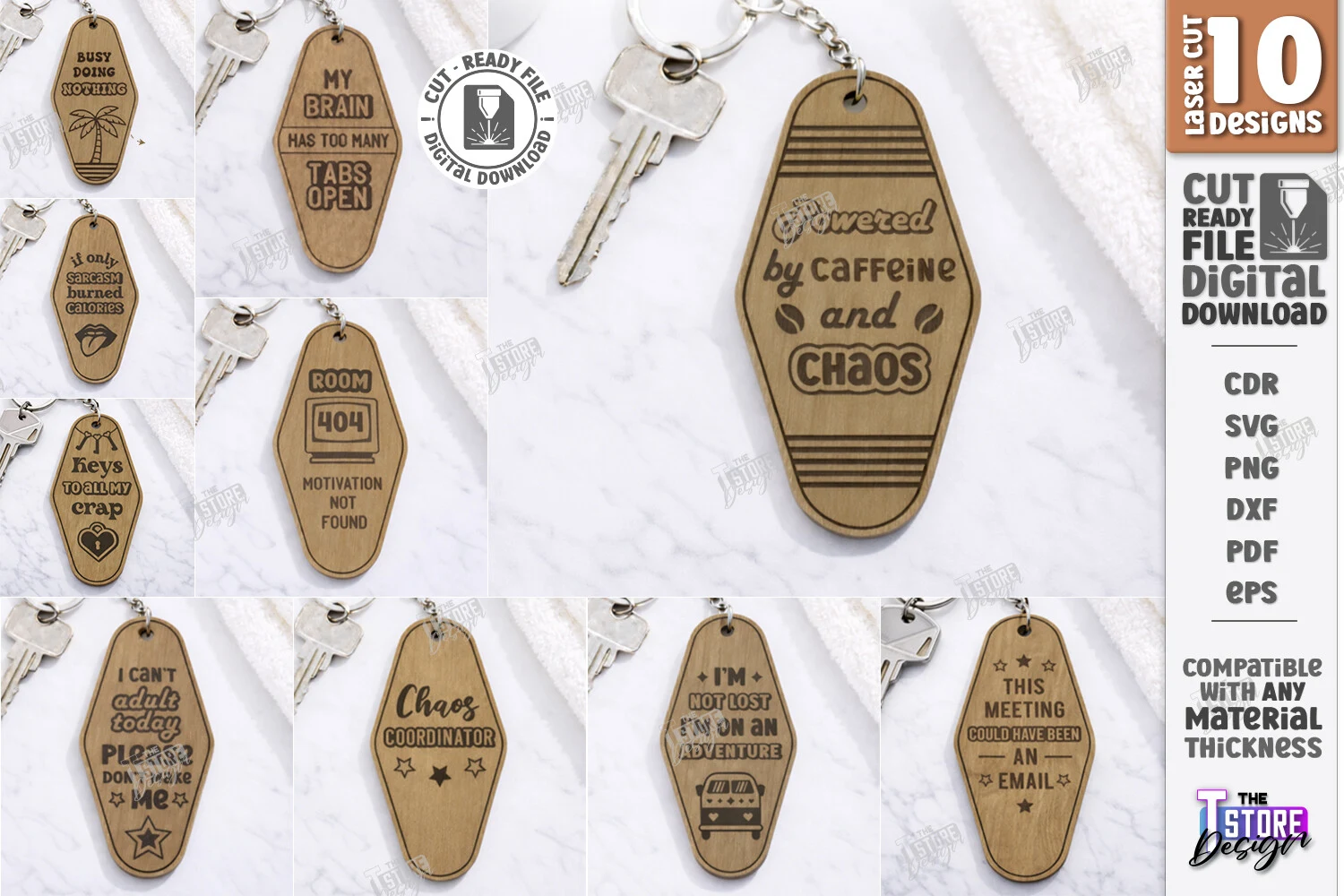 Retro Motel Keychains Laser Cut Bundle featuring motel-style keychains and palm tree