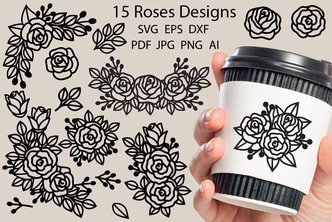 Rose Svg Template for Laser & Paper Cut SVG design preview