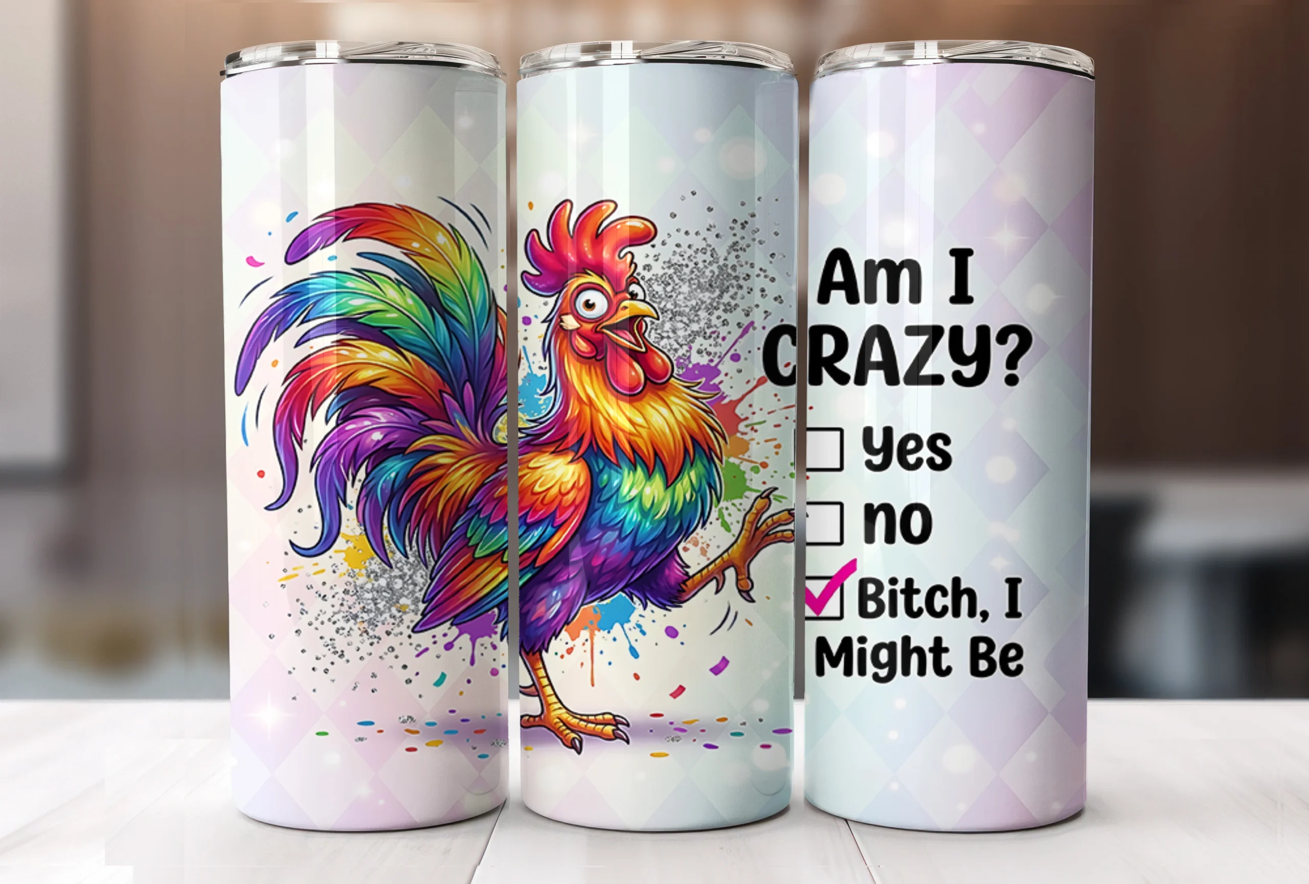 Sarcastic Quotes Funny Tumbler Wrap PNG featuring rooster and chicken