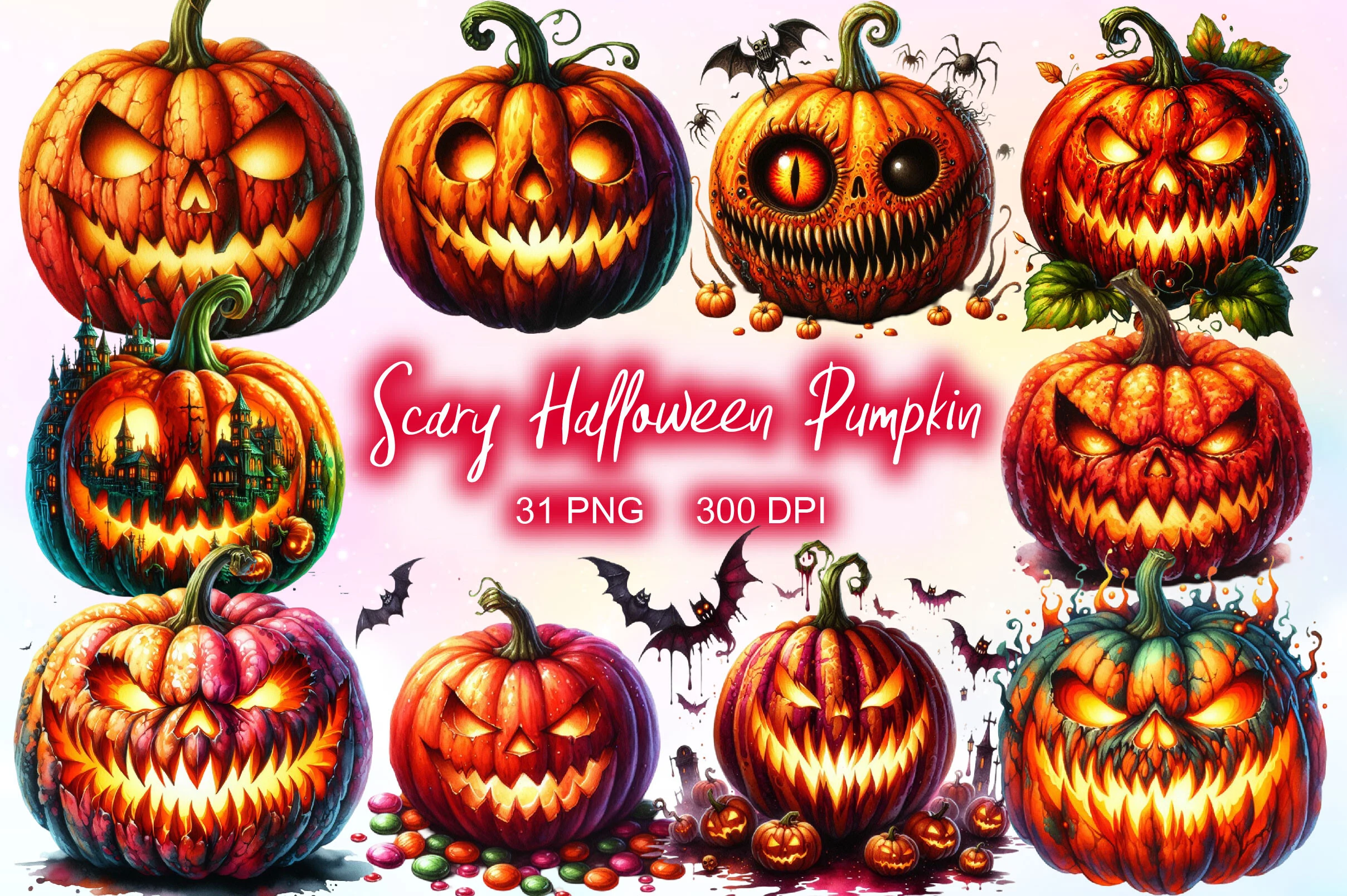 Scary Halloween Pumpkin Clipart clipart design preview