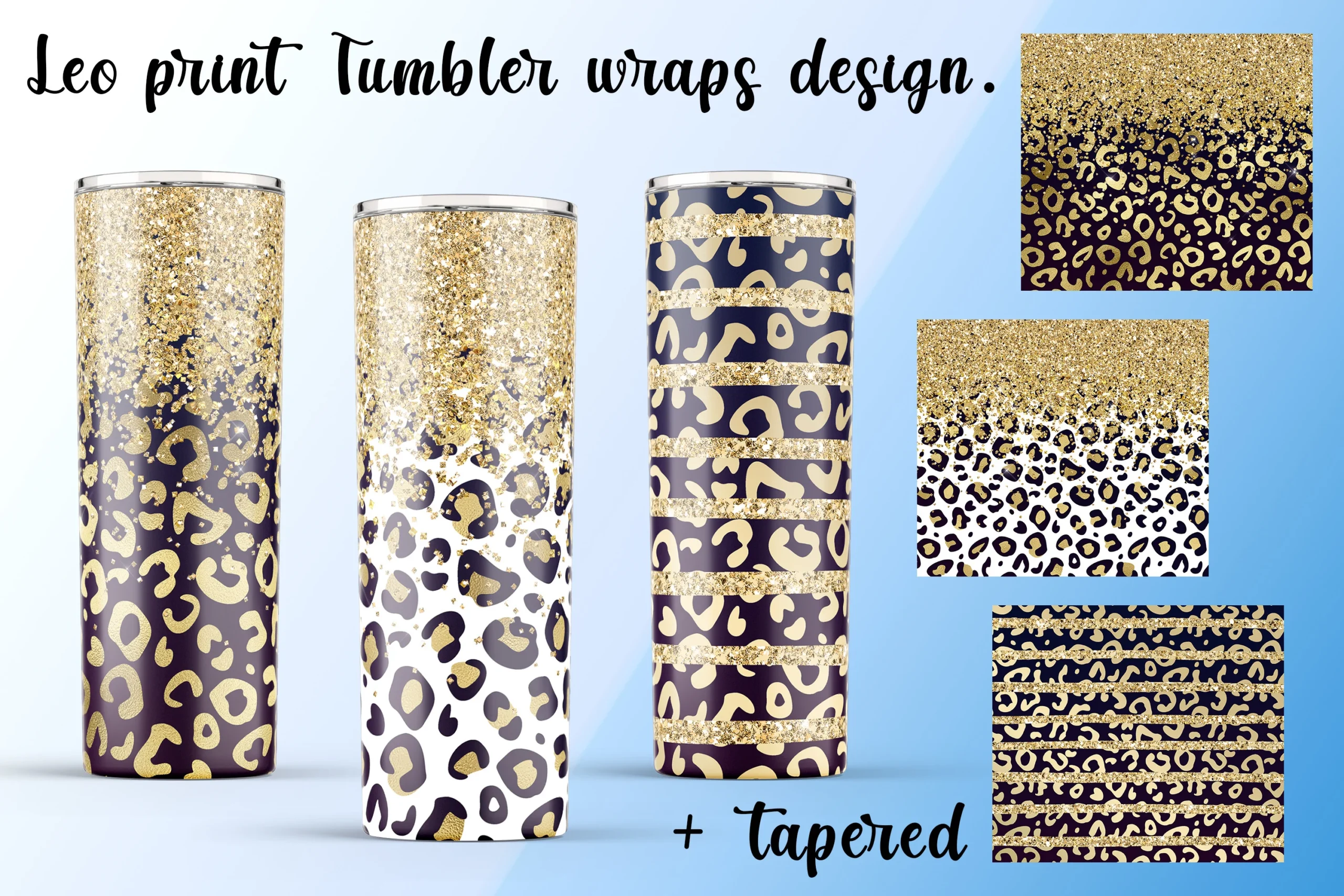 Shiny Glitter Leopard Tumbler Wraps Sub. sublimation design preview