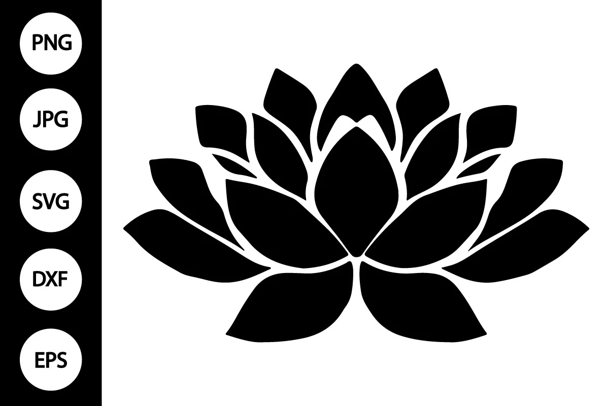 Silhouette Lotus Flower SVG featuring lotus flower and silhouette