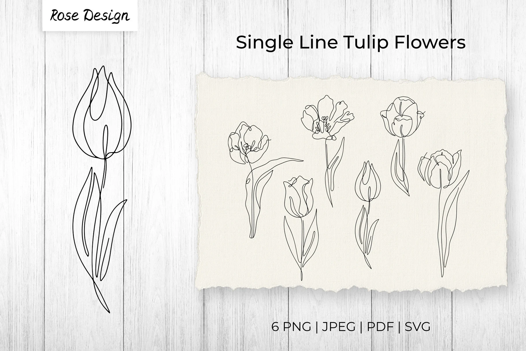 Single Line Tulip Flowers SVG featuring tulip flowers and continuous line art