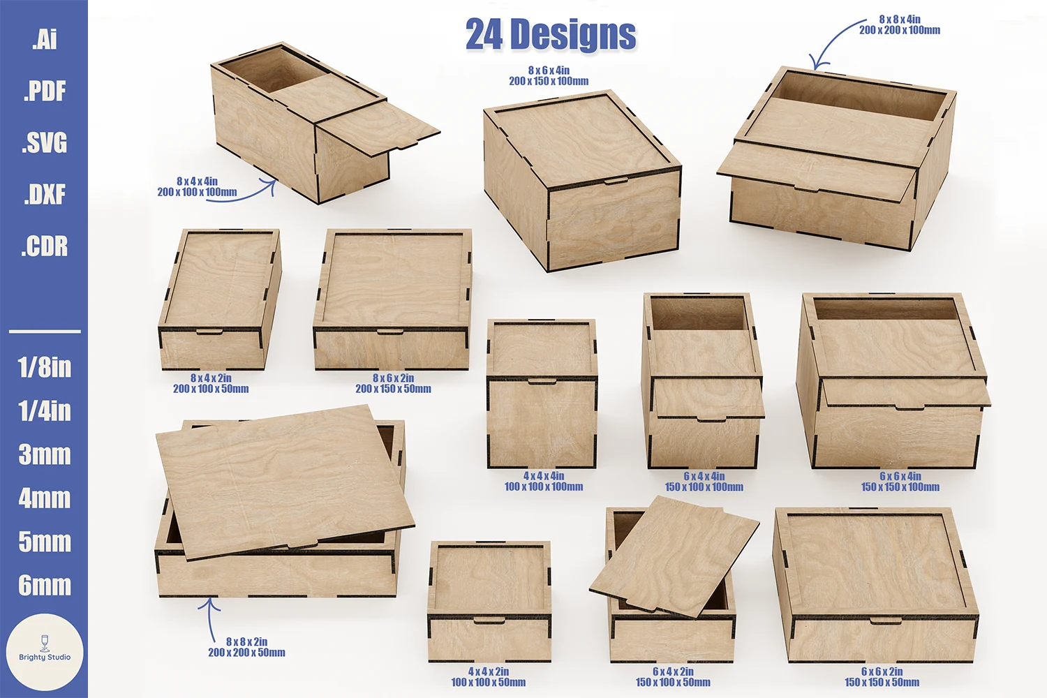 Sliding Lid Storage Box - Bundle of 24 featuring wooden storage boxes and sliding lid boxes