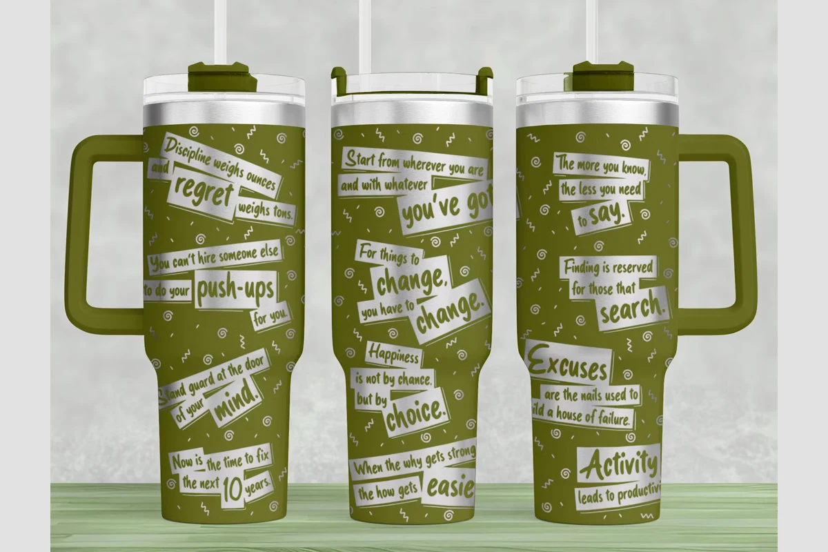 Smart Sentences 40oz Laser Tumbler Wrap preview showing sublimation design with composition