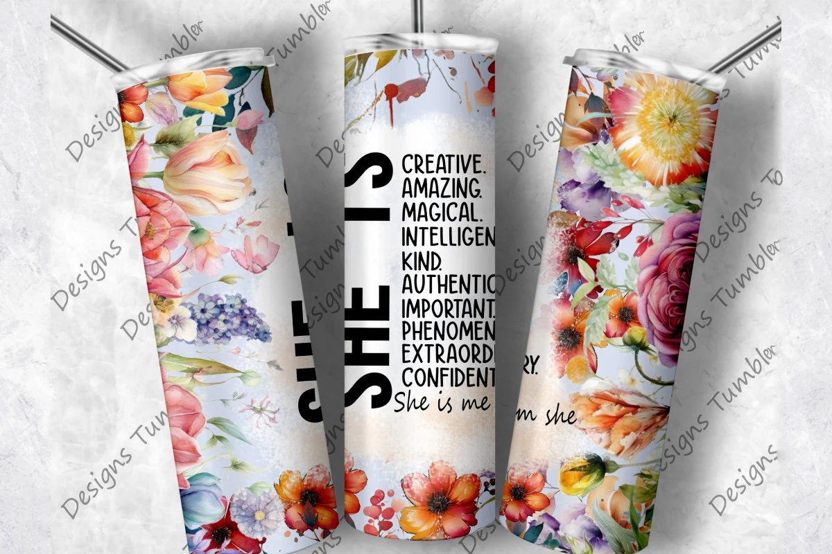 Spring Flowers 20 Oz Skinny Tumbler PNG sublimation design preview