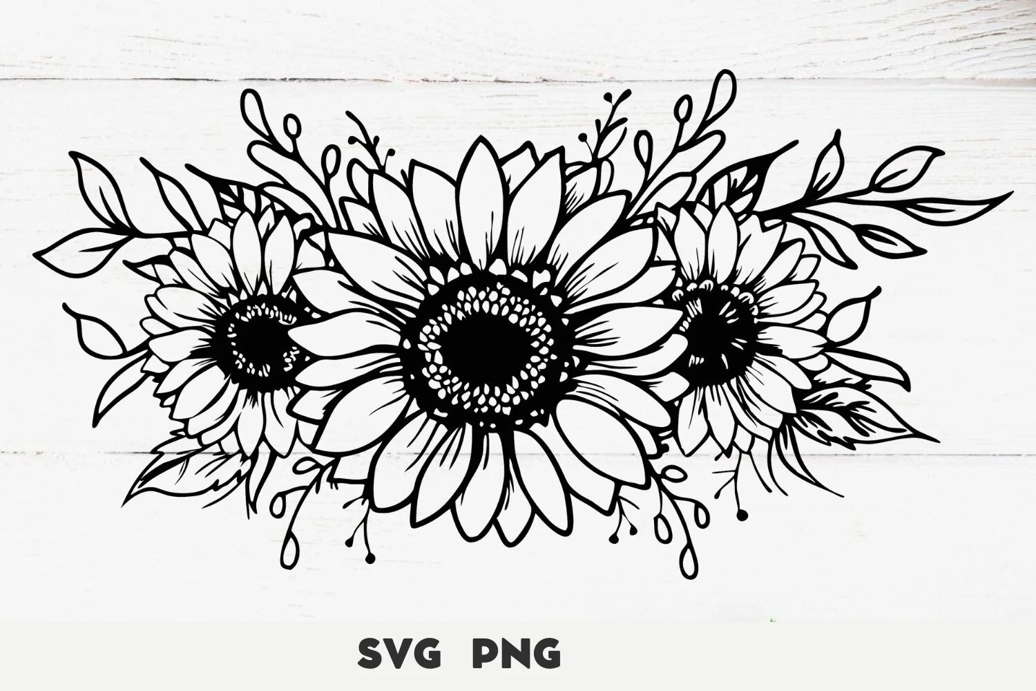 Sunflower Svg, Flower Svg, Wildflowers, featuring sunflowers and foliage