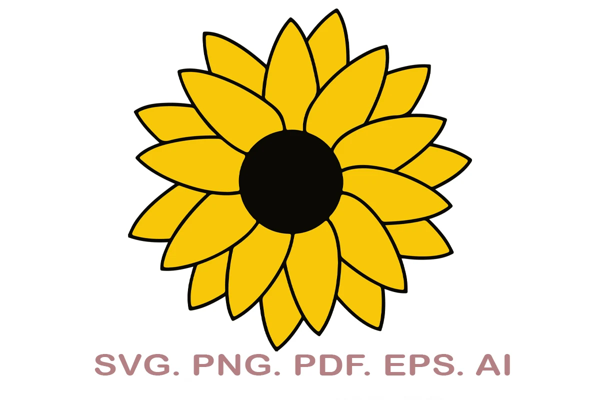 Sunflower SVG featuring sunflower and flat design
