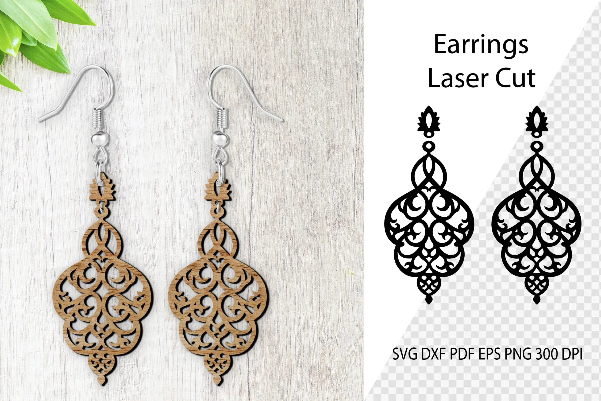 Teadrop Earrings Laser Cut. Earrings SVG featuring earrings and ornamental drop pendants