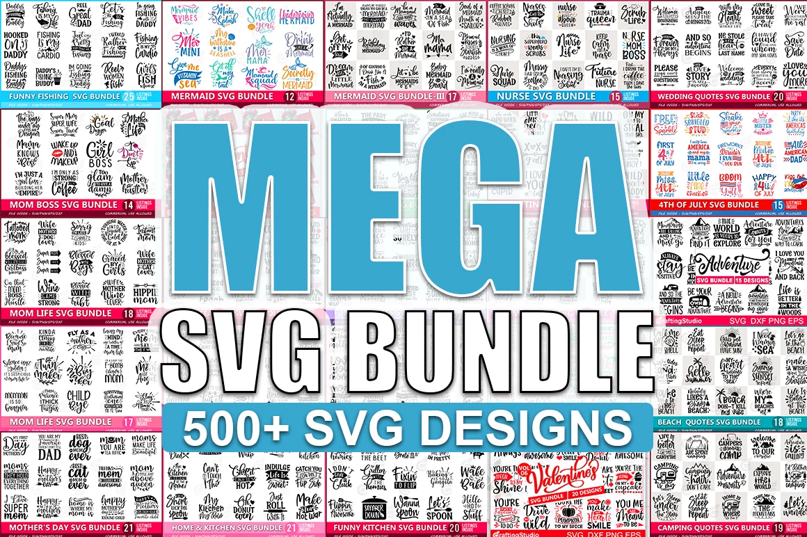 The Mega Bundle featuring fishing equipment and mermaids