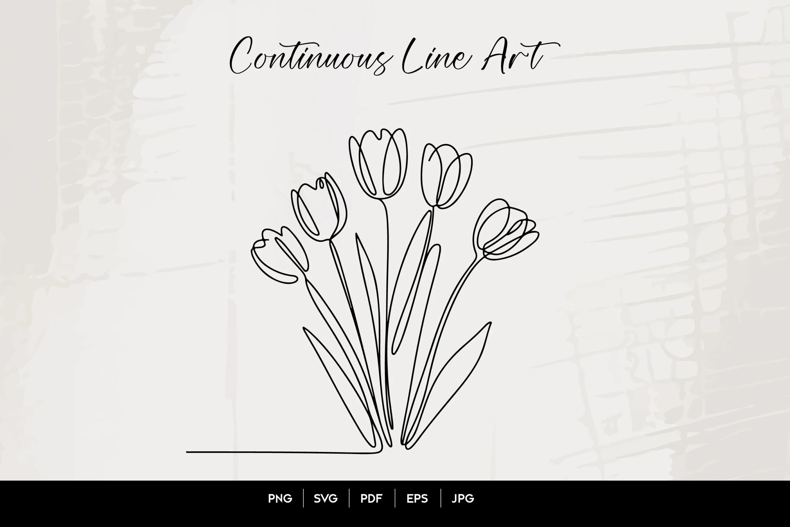 Tulip Bouquet Continuous Line Art Illust featuring tulip bouquet and single continuous line