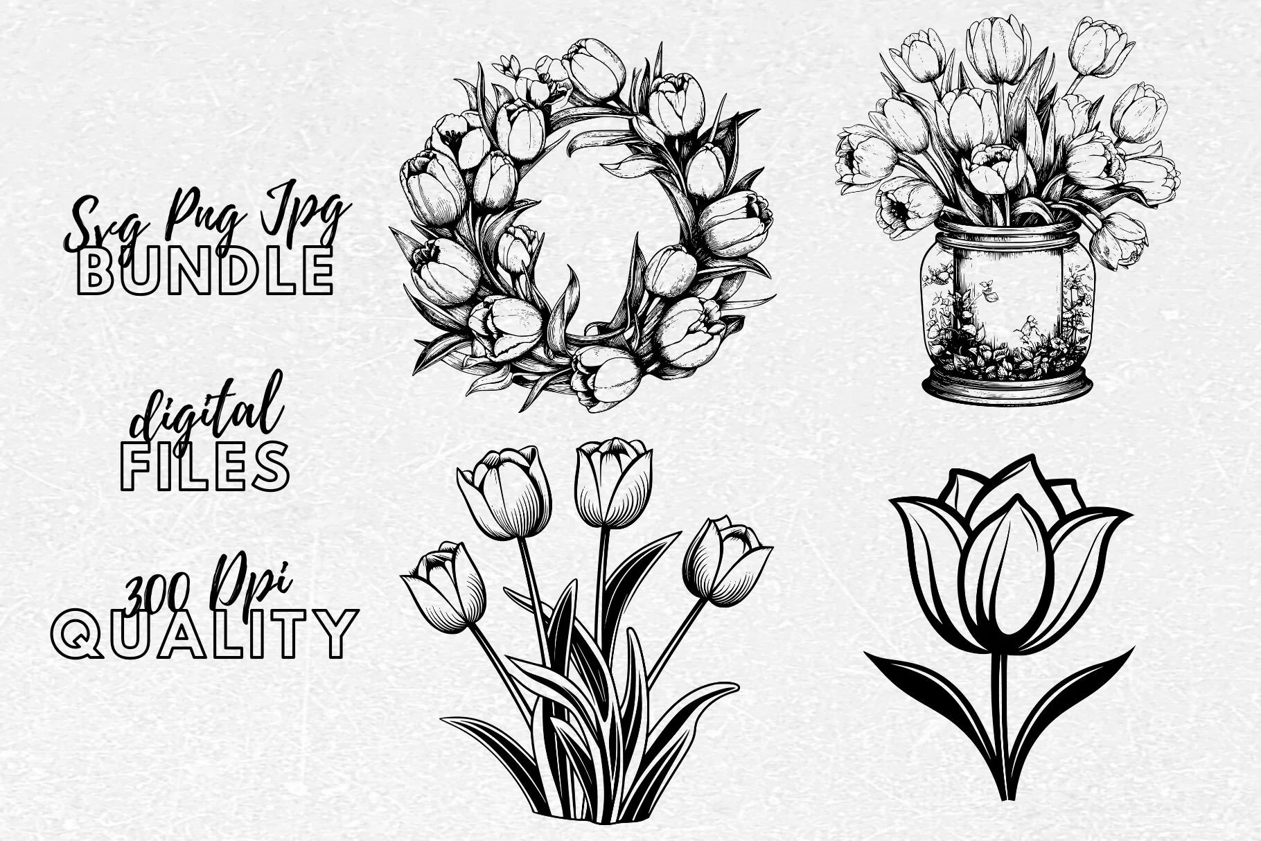 Tulip SVG - Tulips Flowers Clipart featuring tulips and floral wreath