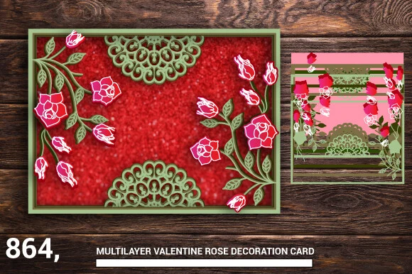 Valentine's Day Rose SVG Multilayer 864 featuring roses and leaves