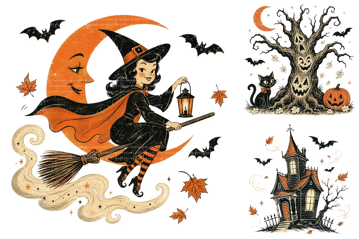 Vintage Halloween Clipart Bundle clipart design preview