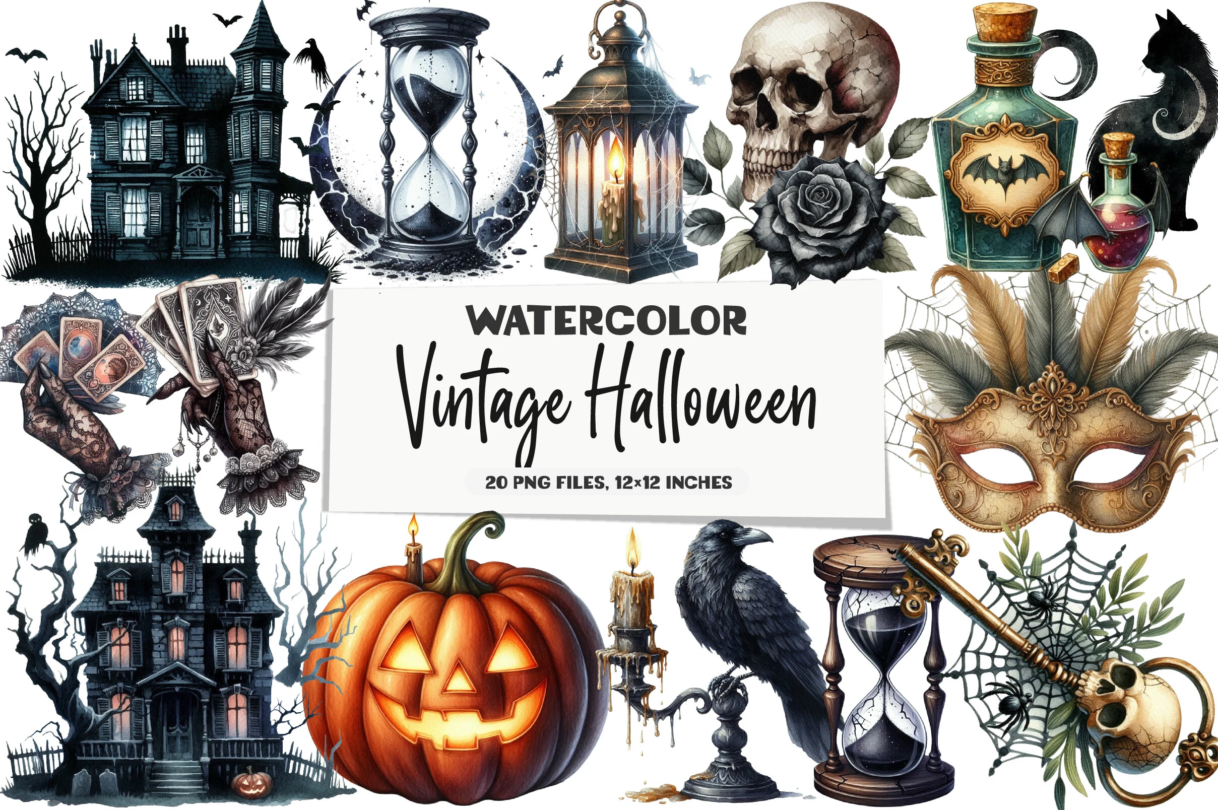 Vintage Halloween Clipart Bundle clipart design preview