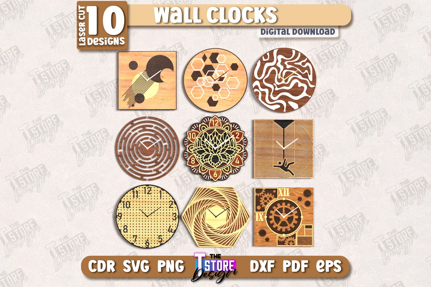 Wall Clock Laser Cut Bundle | Home Décor featuring wall clocks and geometric patterns