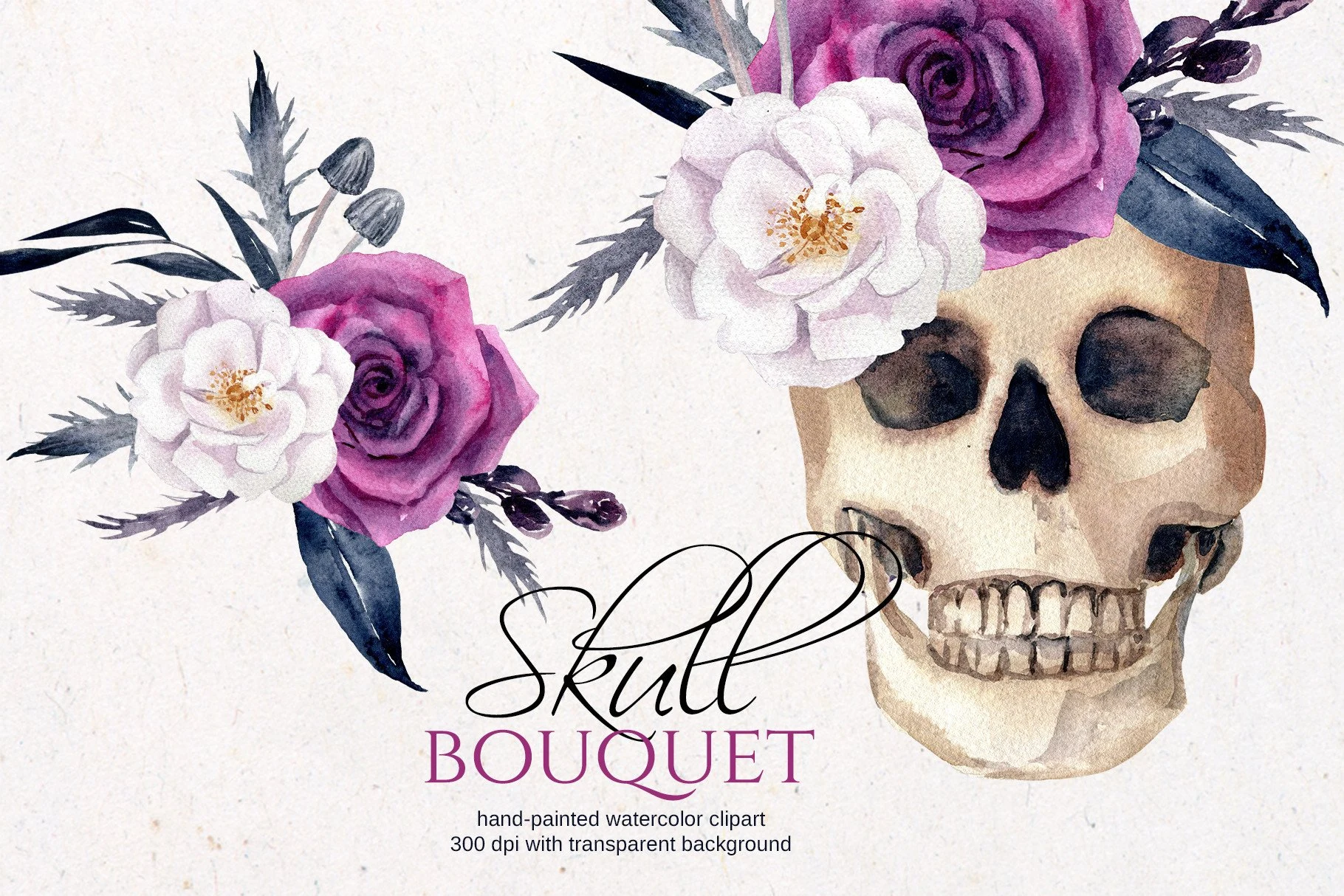 Watercolor Halloween Skull Clipart clipart design preview