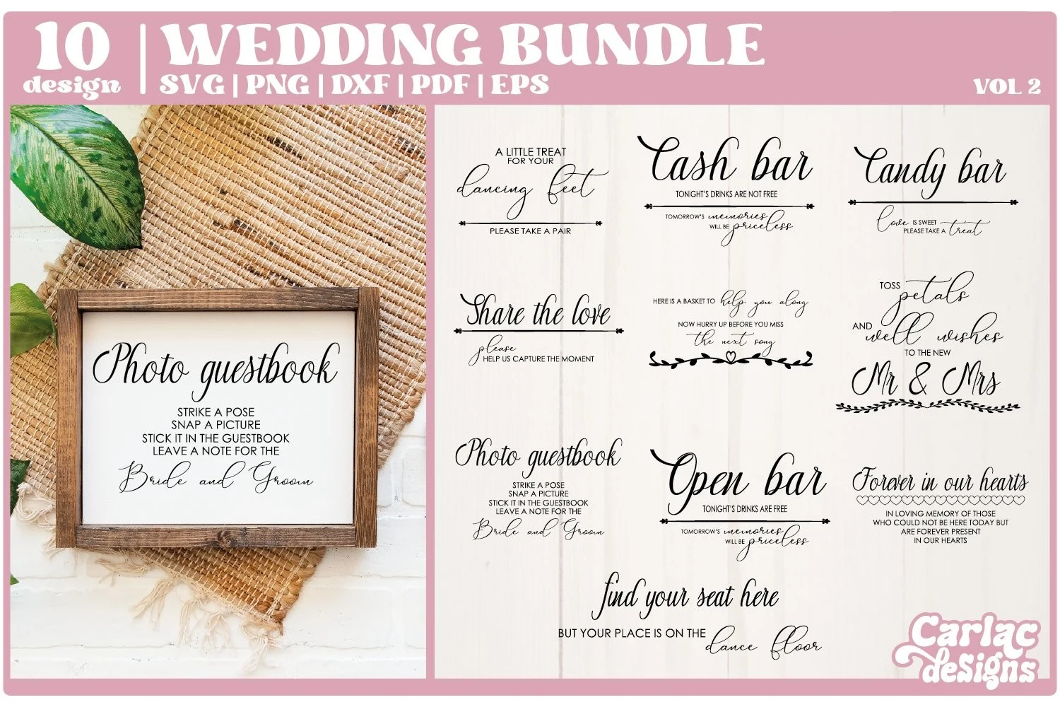 Wedding Quotes SVG Bundle featuring wedding signage and event labels
