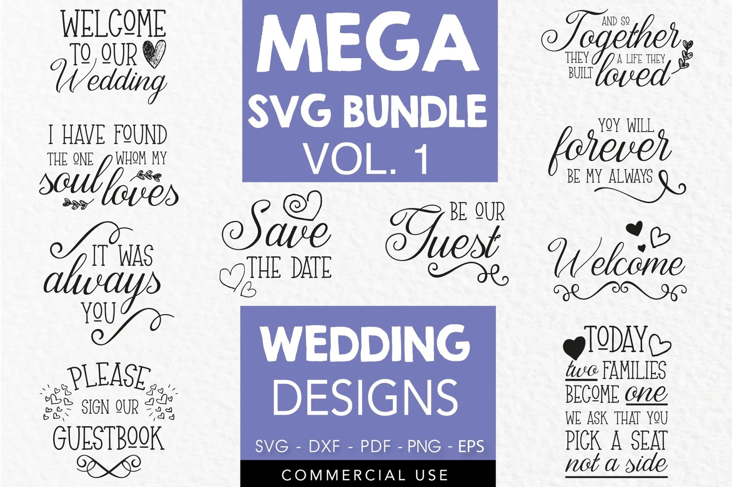 Wedding Quotes SVG Bundle Vol. 1 featuring wedding quotes and hearts